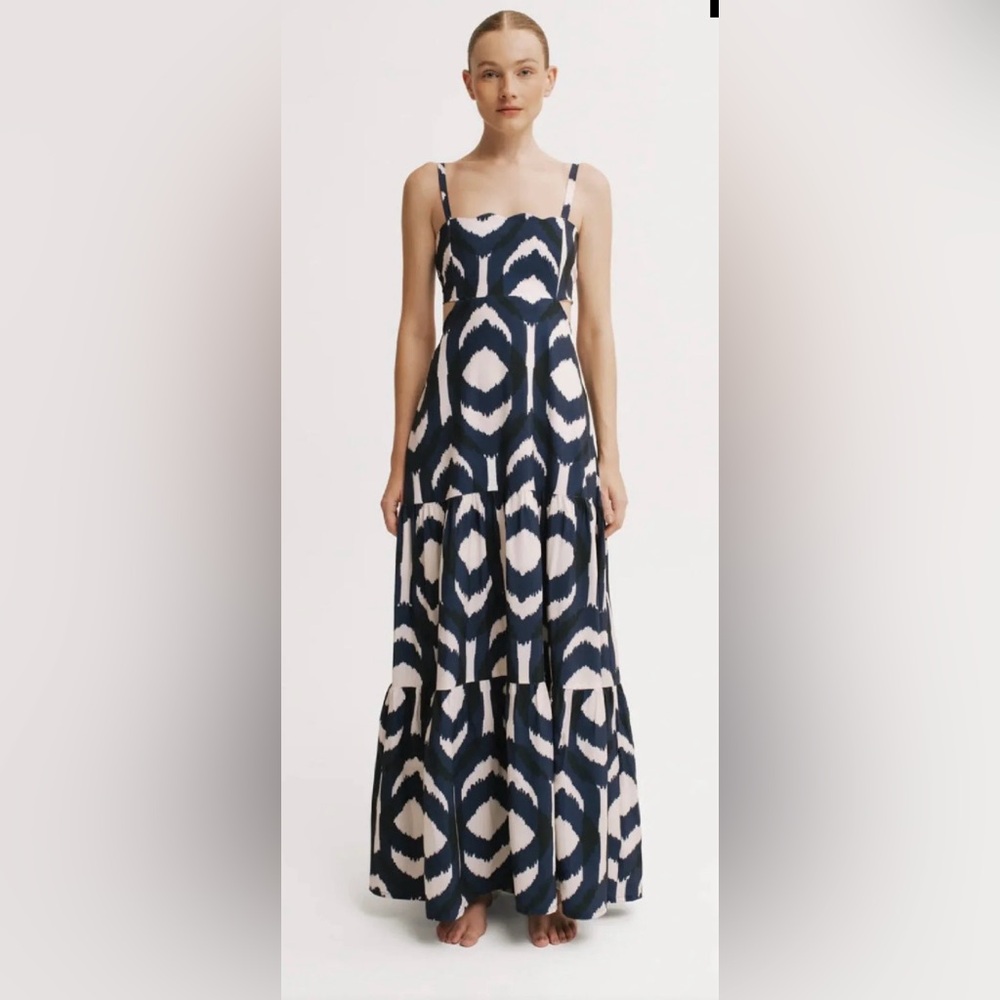 Elegant Navy and White Maxi Dress